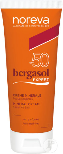 Noreva Bergasol Expert Crème Minérale IP50 Peaux Sensibles Tube 40ml