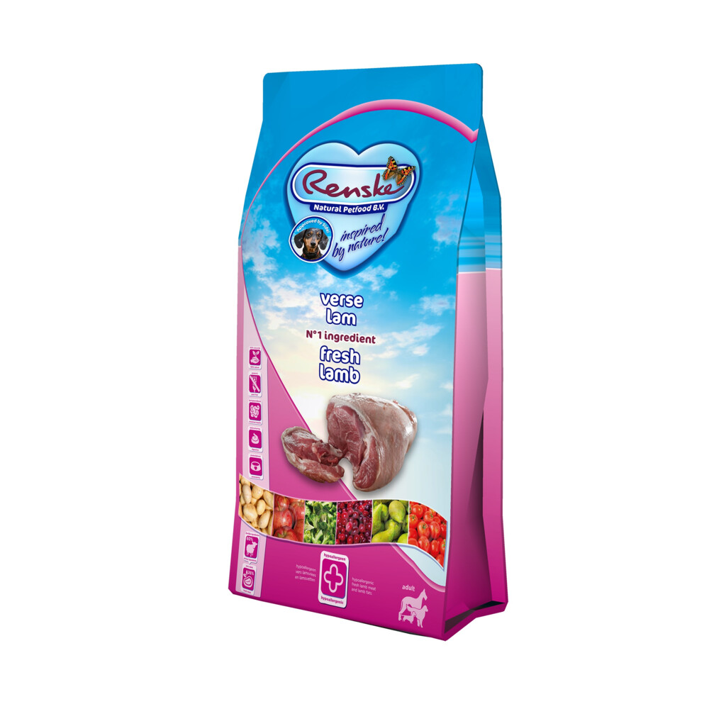 8x Renske Super Premium Hondenvoer Adult Graanvrij Verse Lam600 gr