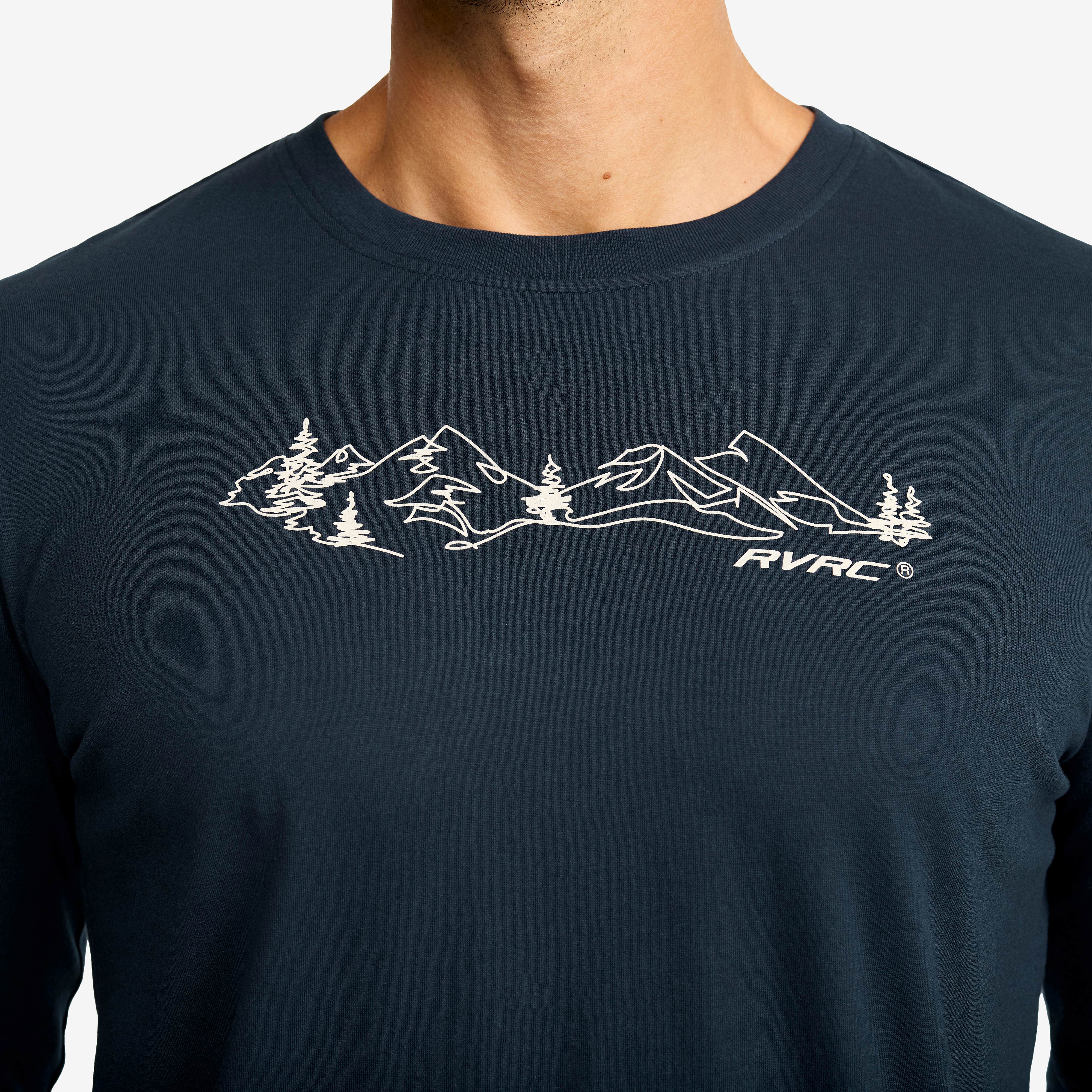 Easy Graphic Landscape Lines Long-sleeved T-shirt Herre Blueberry