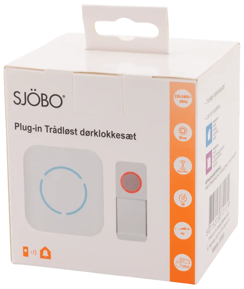 SJÖBO Dørklokke trådløs plug-in med lys
