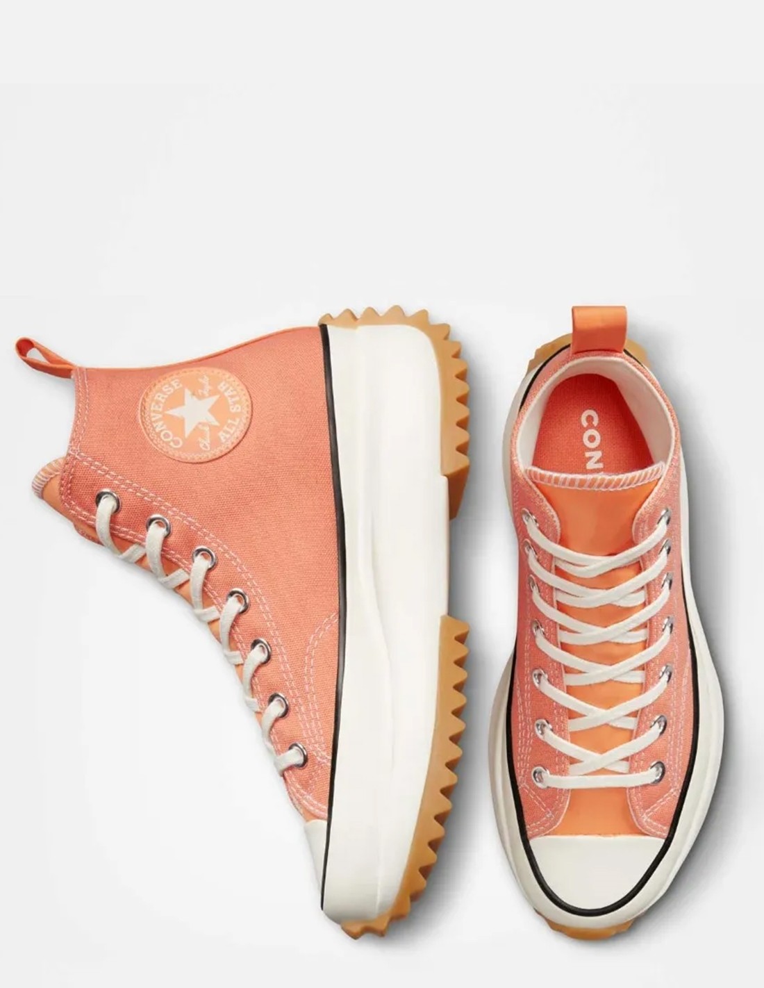 converse Sneakers compensées montantes femme run star hike hi rose orange avec motifs