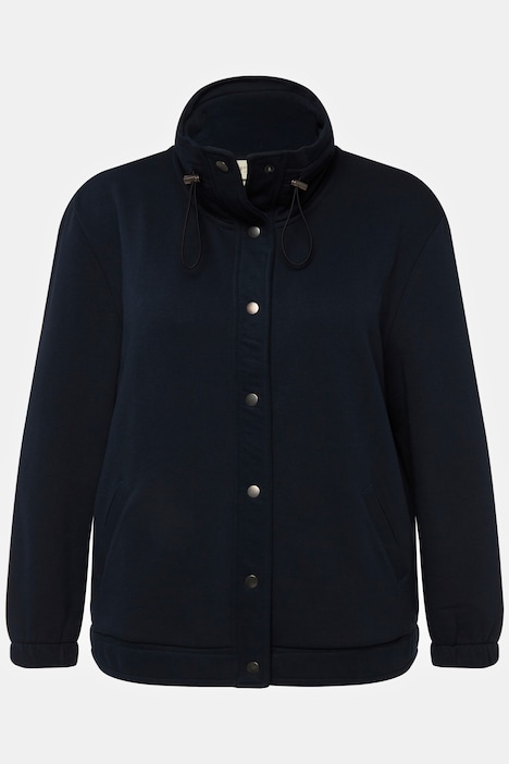 Sweatjacke, Stehkragen, Druckknöpfe, Biobaumwolle