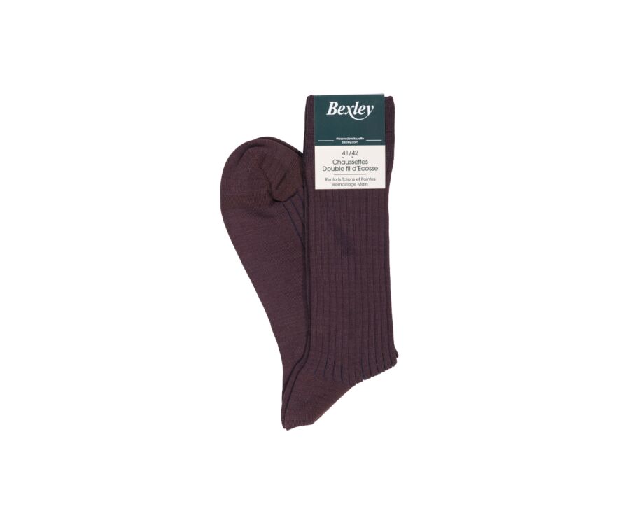 Chaussettes ville homme fil d’Écosse Havane et Réglisse