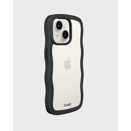 holdit Iphone 15/14/13 Transparent Wavy Cover, Black/Transparent