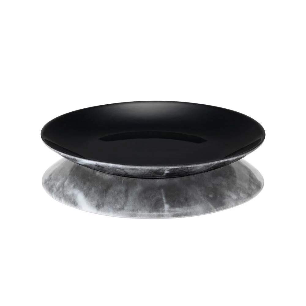 Assiette à dessert motif marbre gris