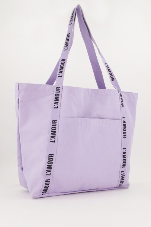 Lila shopper linnen l'amour