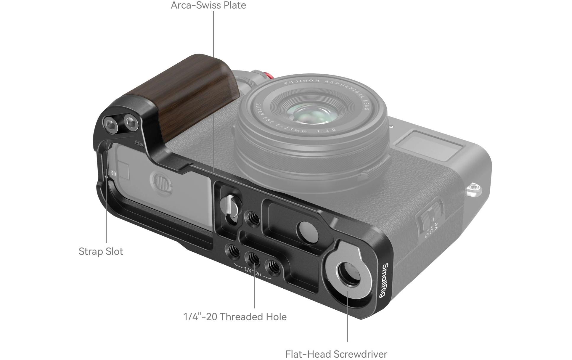 L-Winkel Fujifilm X100VI / X100V SchwarzL-förmiger Holzgriff für Fujifilm X100VI und X100V