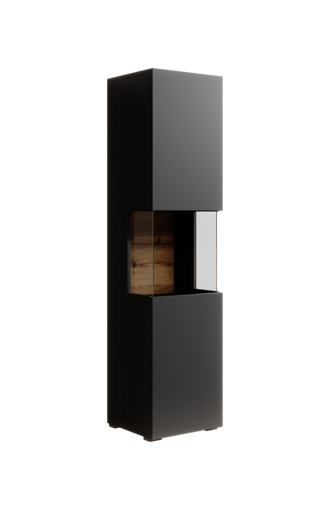 Asilento - Vitrinekast - Zwart - 36x30x138 cm