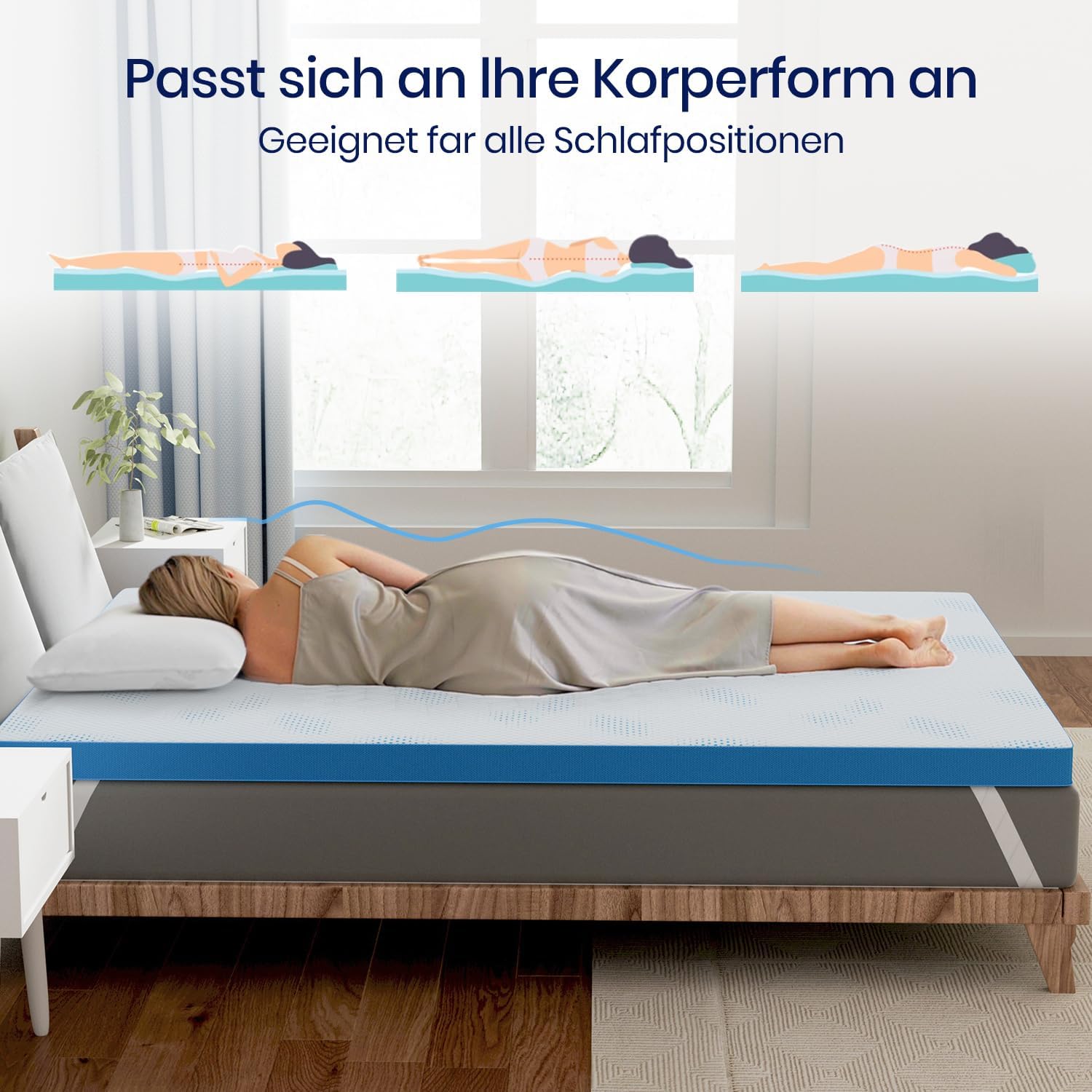 BedStory Gel Topper 180x200cm,10cm Höhe Gelschaum Matratzentopper, H3&H4 Matratzentopper aus Kaltschaumkern,Mattress Topper für Bett Boxspringbett Schlafsofa Wohnwagen, Öko-TEX® Zertifiziert
