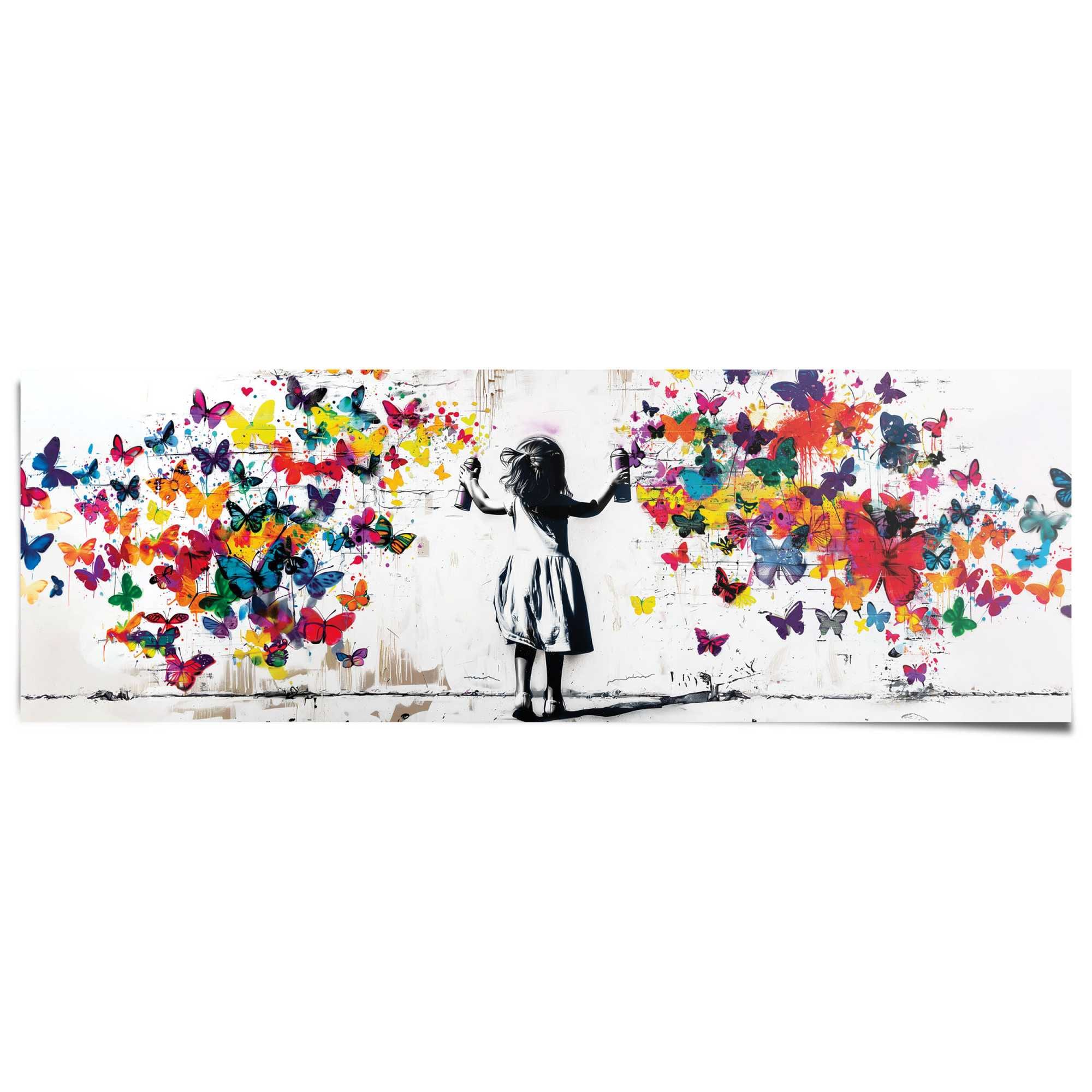 Reinders! Poster »Girl Spraying« Wohnzimmer - Mehrfarbig - 170 gr.  Papier - Street Art - 158x53 cm