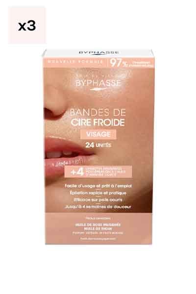 Bandes de cire froide - Visage & zones délicates - Peaux sensibles - 3 x 24 bandes