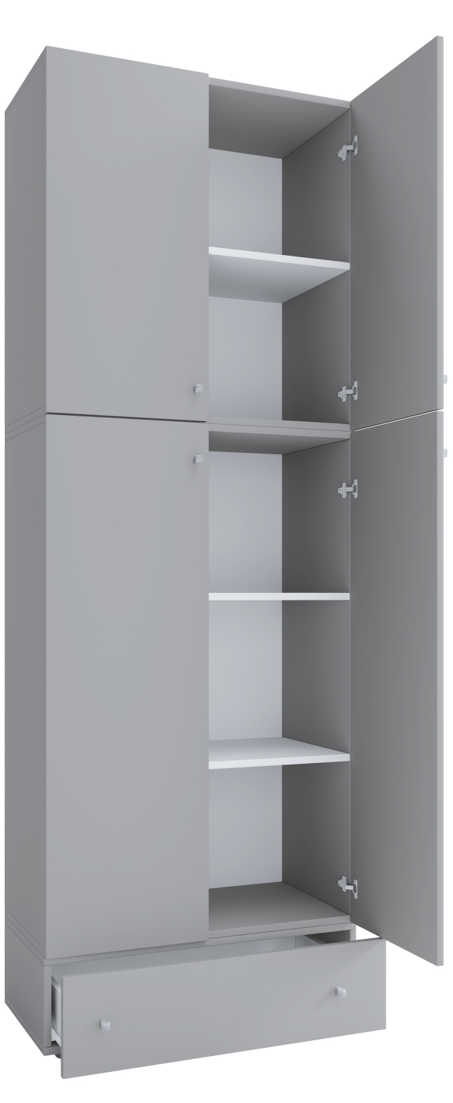 Büroschrank LONA XXL - grau - mit Drehtüren und Schublade - 200 cm hoch