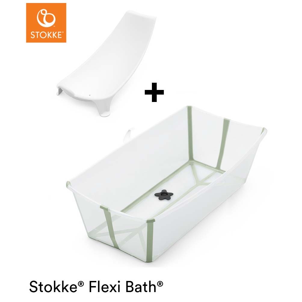 Stokke Flexi Bath X-Large Bundle groen - opvouwbare babybadjes - Prénatal