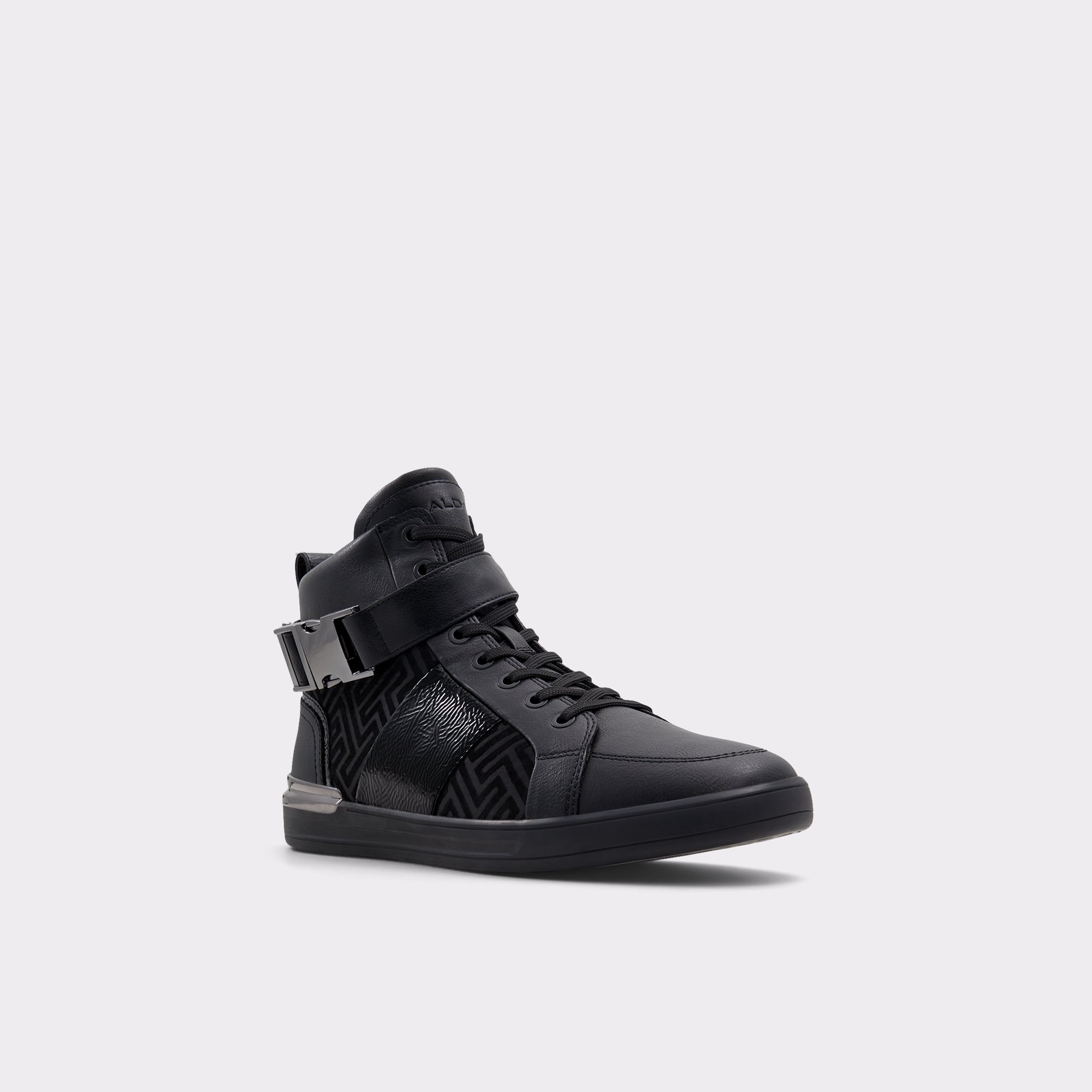 Brauerr Black Synthetic Mixed Material Men High top