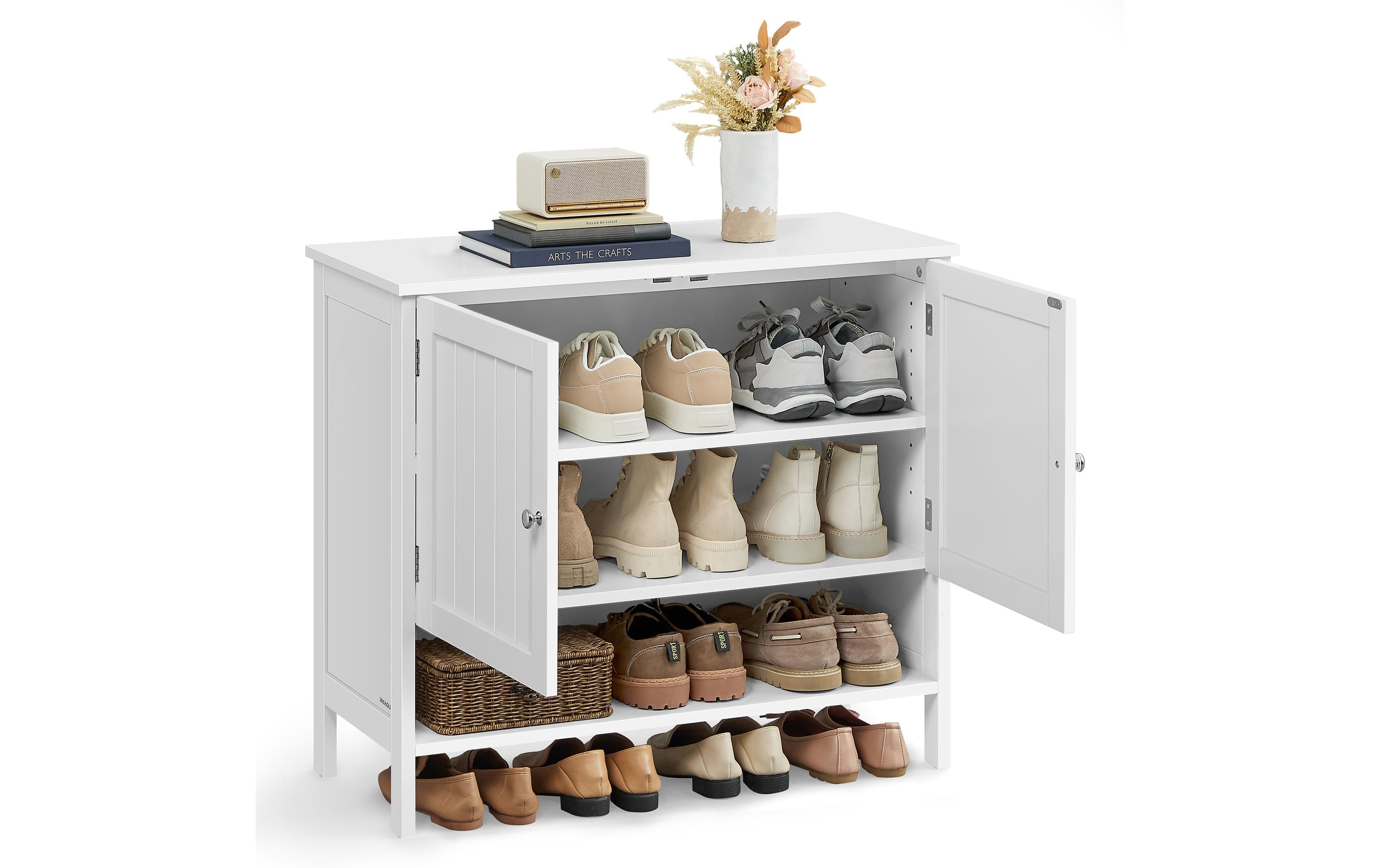 Schuhschrank Landhausstil 80 x 70 cm, Weiss<br>Schuh-Organizer