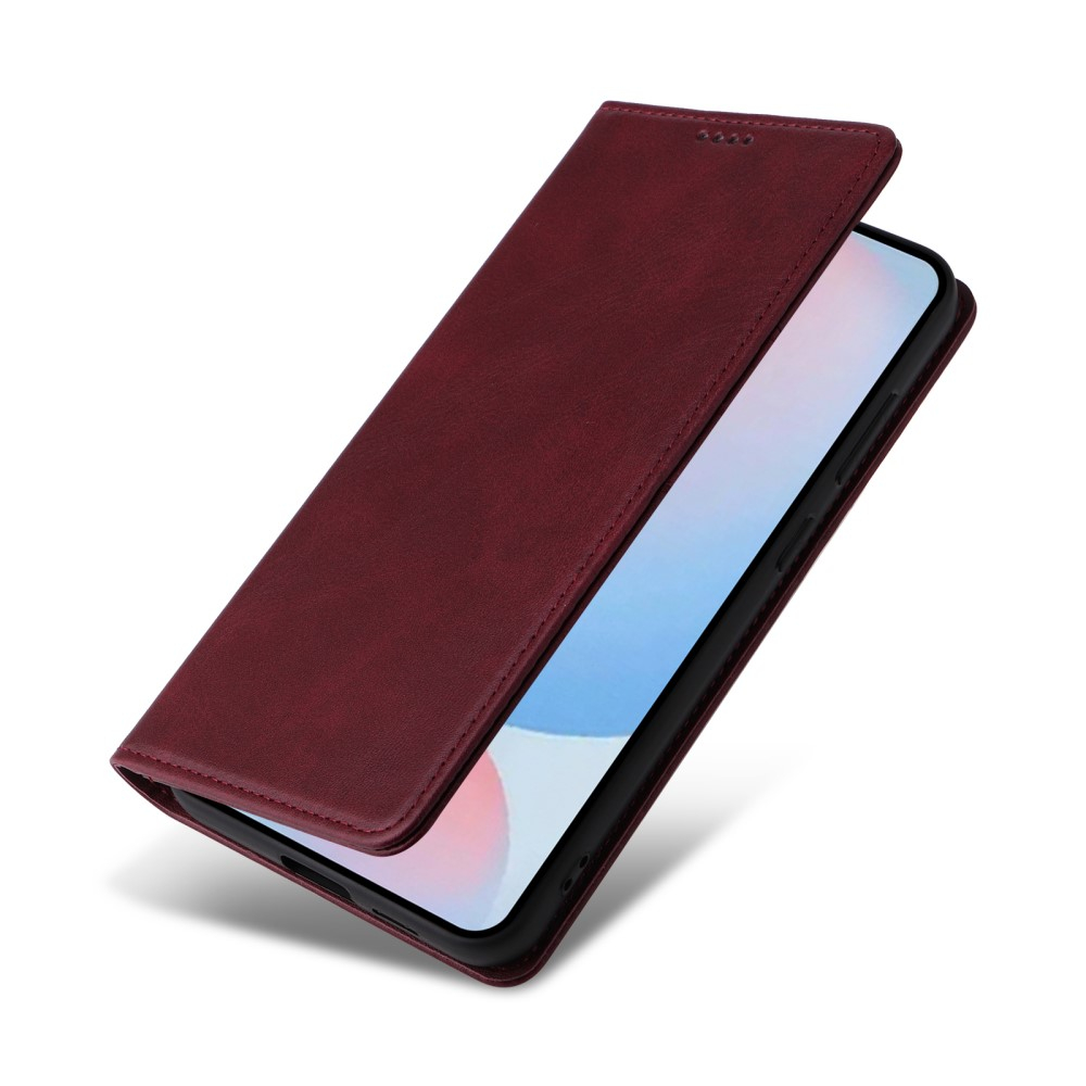Samsung Galaxy A56 Leder Tasche Flip Wallet Etui mit Kartenfächern (RFID Schutz) - Dunkelrot