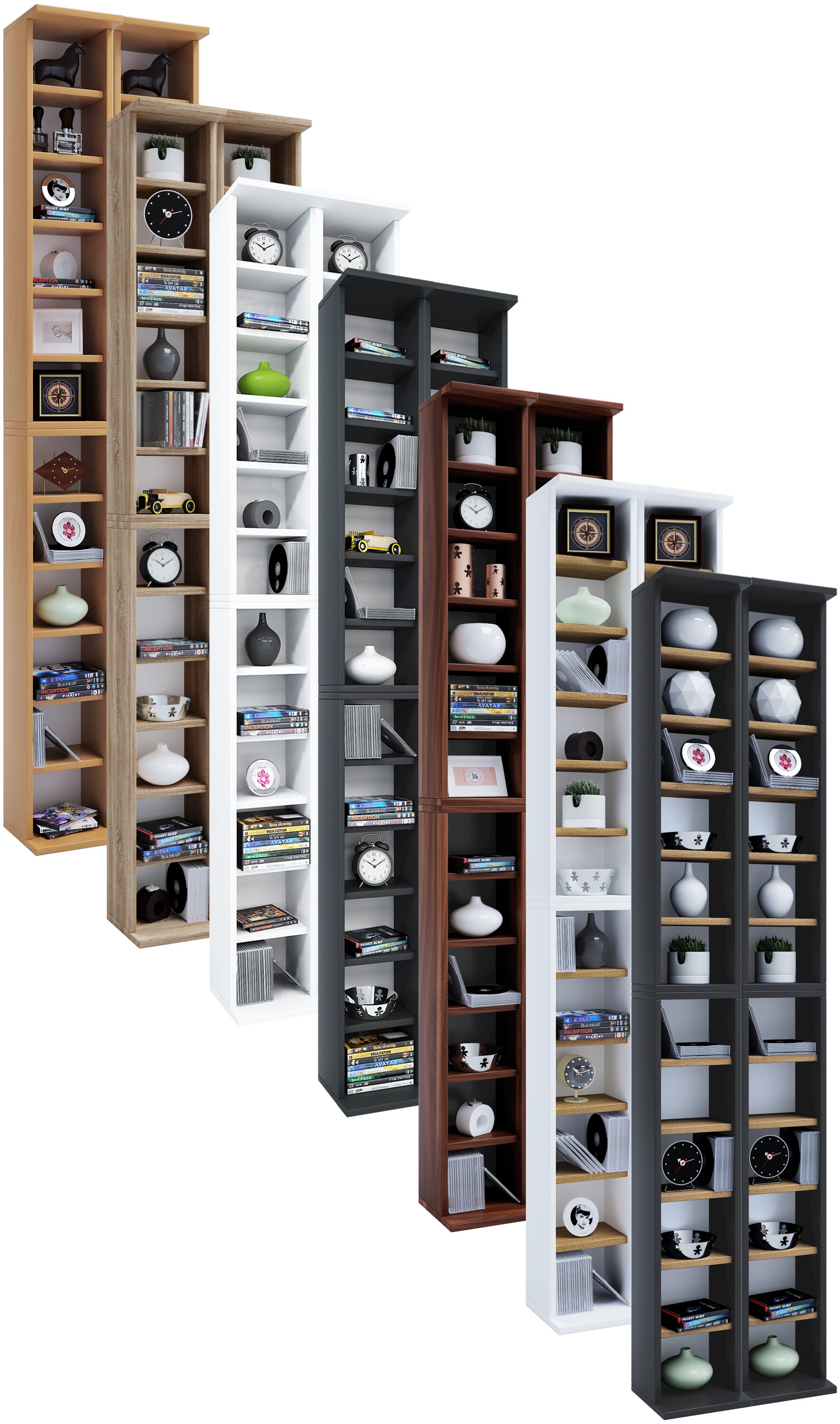 VCM Holz CD DVD Stand Regal Schrank Aufbewahrung Standregal Ständer Almera