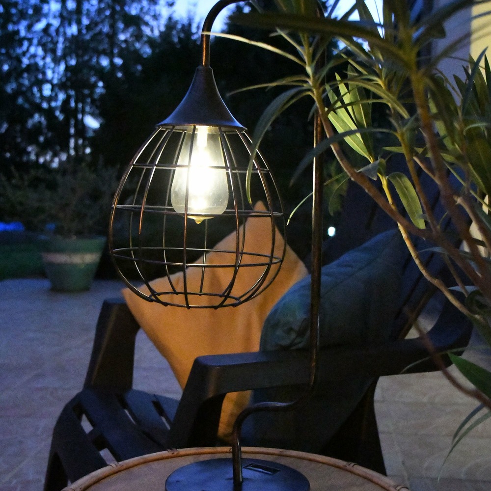 Lanterne solaire mira - blanc chaud - ampoule filament - fixe - extérieur - chromex