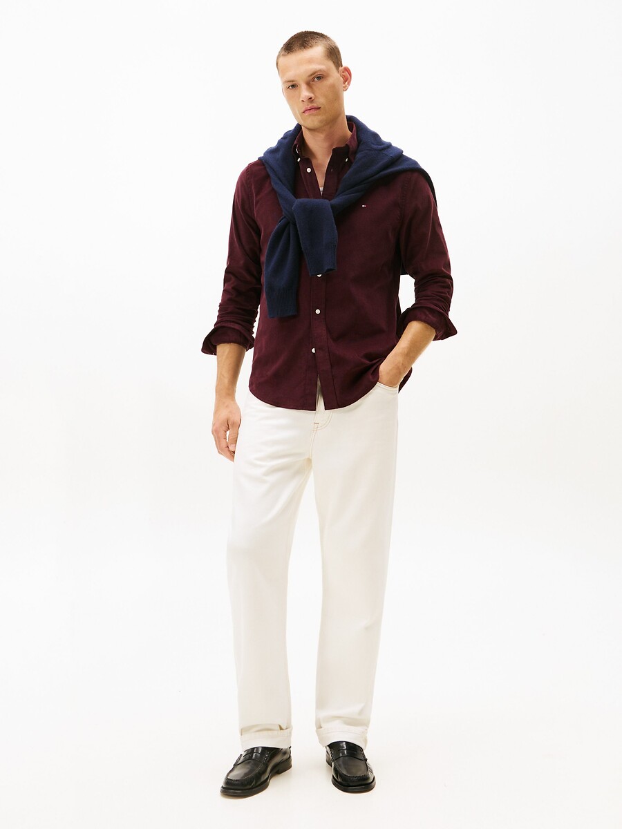 TOMMY HILFIGER<br>Camisa de veludo cotelê de manga comprida