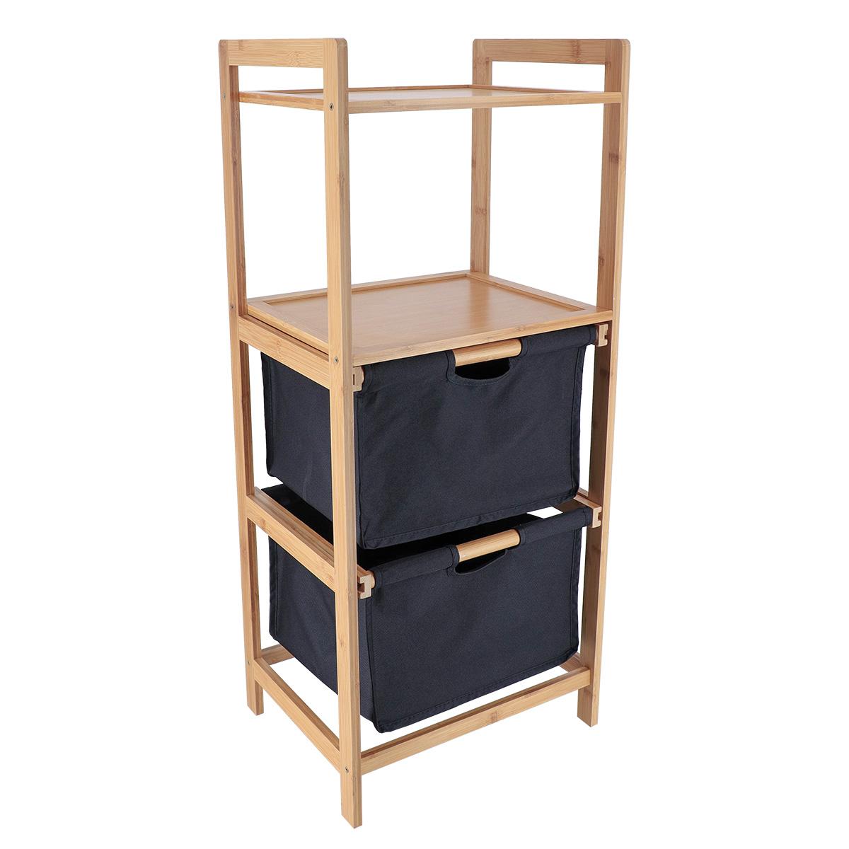 MEUBLE BAMBOU 2 PANIERES ETAGERES NOIR BAMBOU