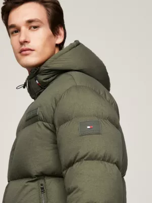 Jaqueta puffer com capuz tingida em peça, estilo Nova York