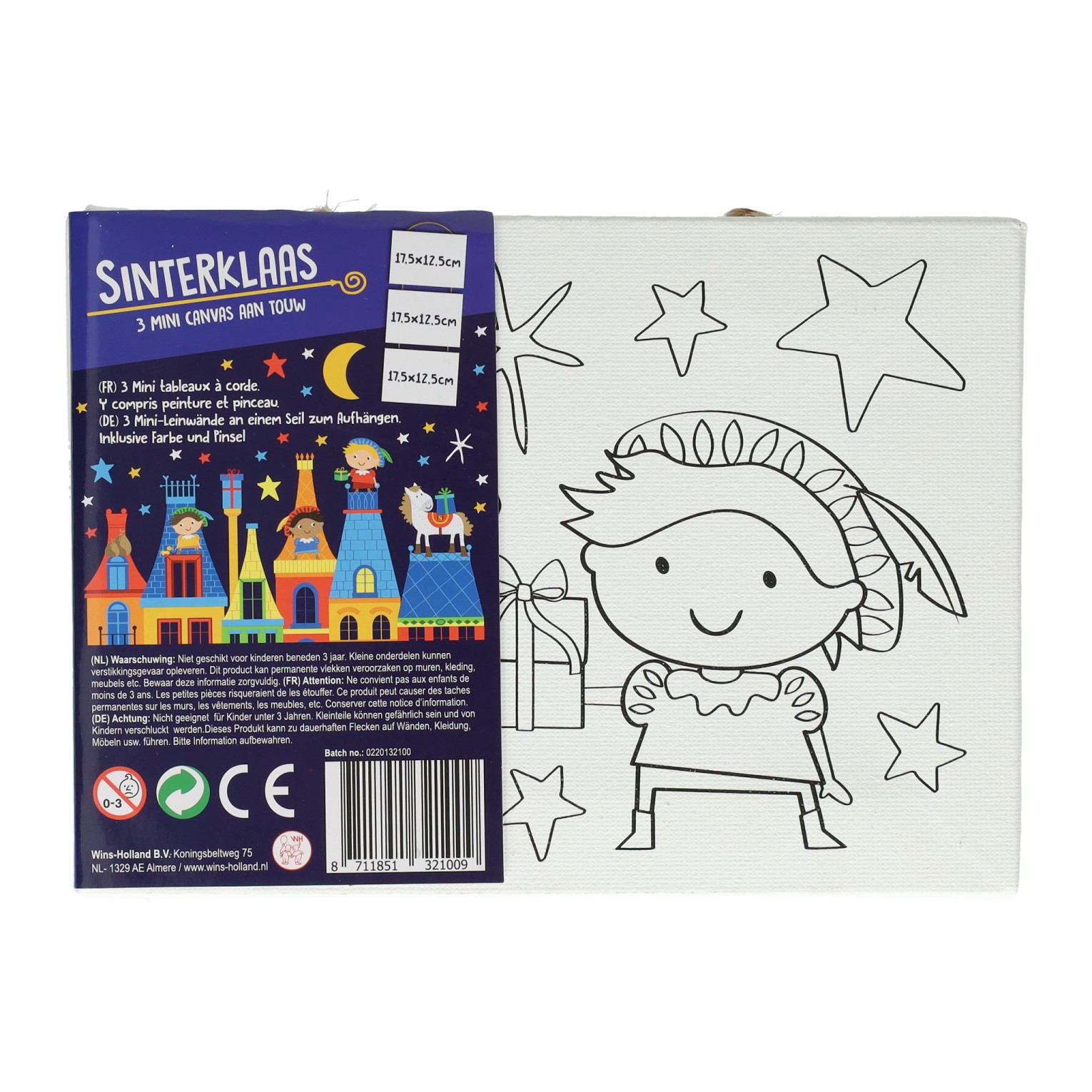 Canvas Collage Sinterklaas Verfset, 3st.