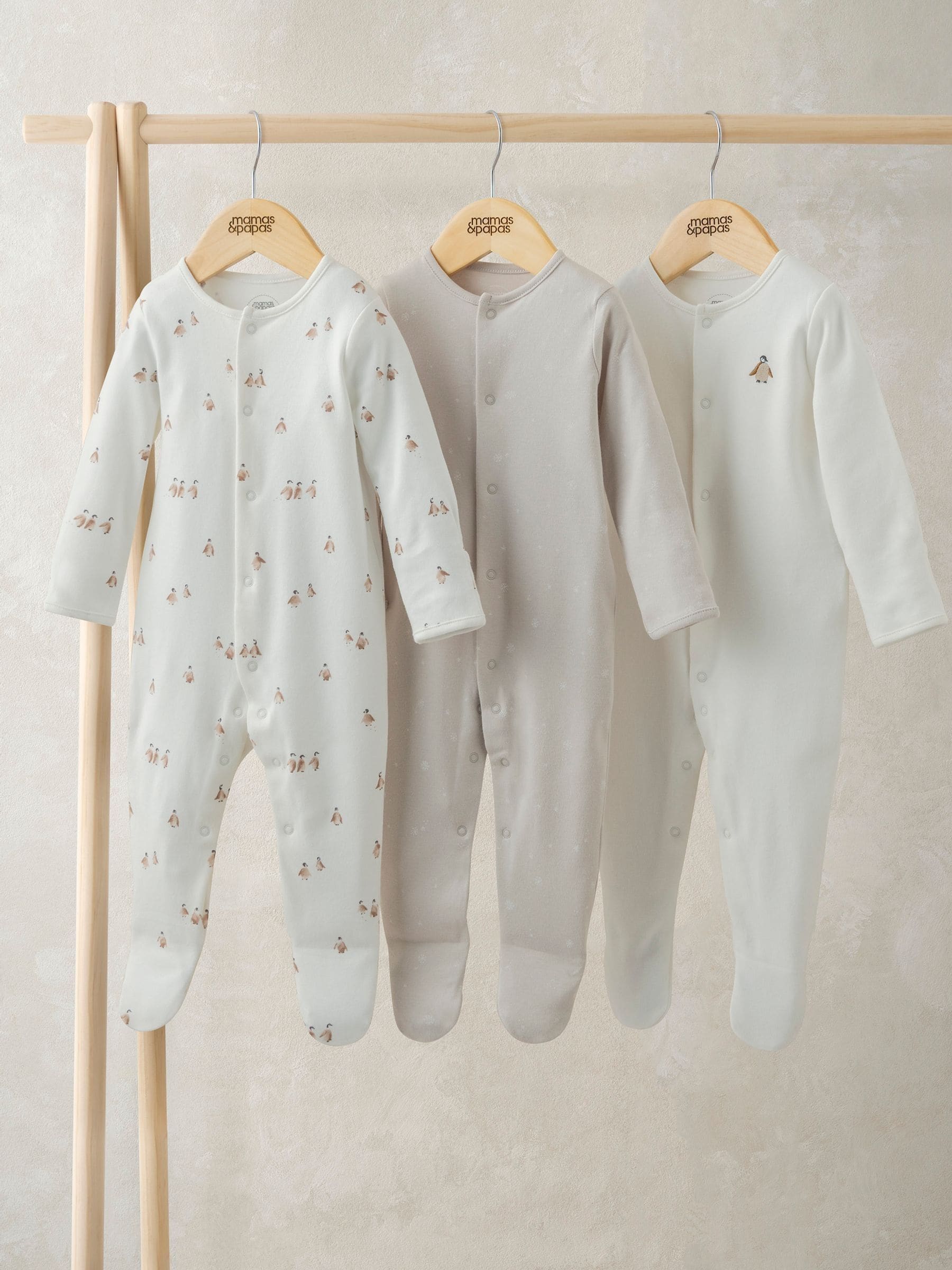Mamas & Papas Penguin Sleepsuits Pack of 3