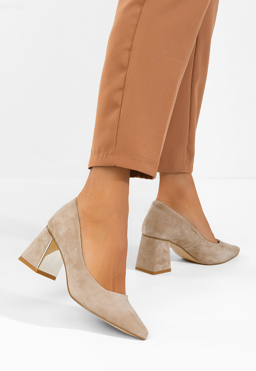 Chaussures en cuir à talon épais nude Maevia