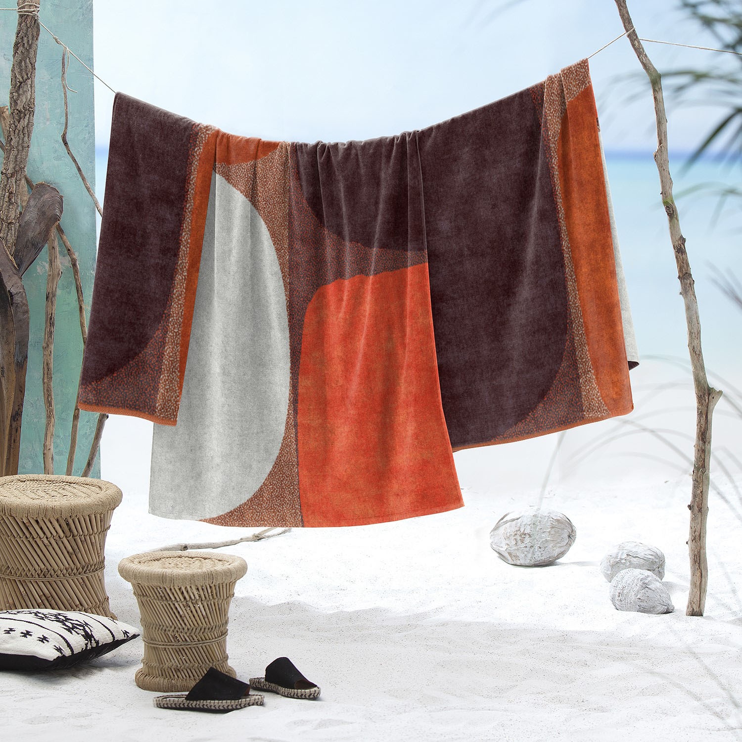 Seahorse Strandtuch »Stones« 100x180, für Sauna und Pool, mit runden Stein Formen