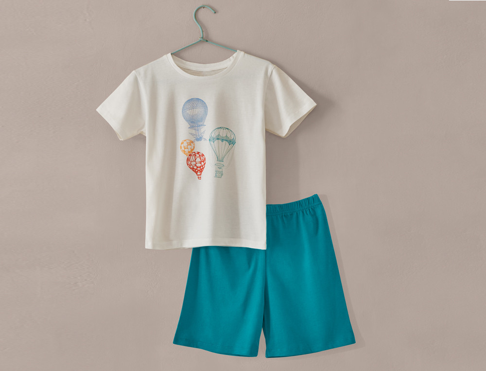 Pyjama short enfant-Voyage en Montgolfière