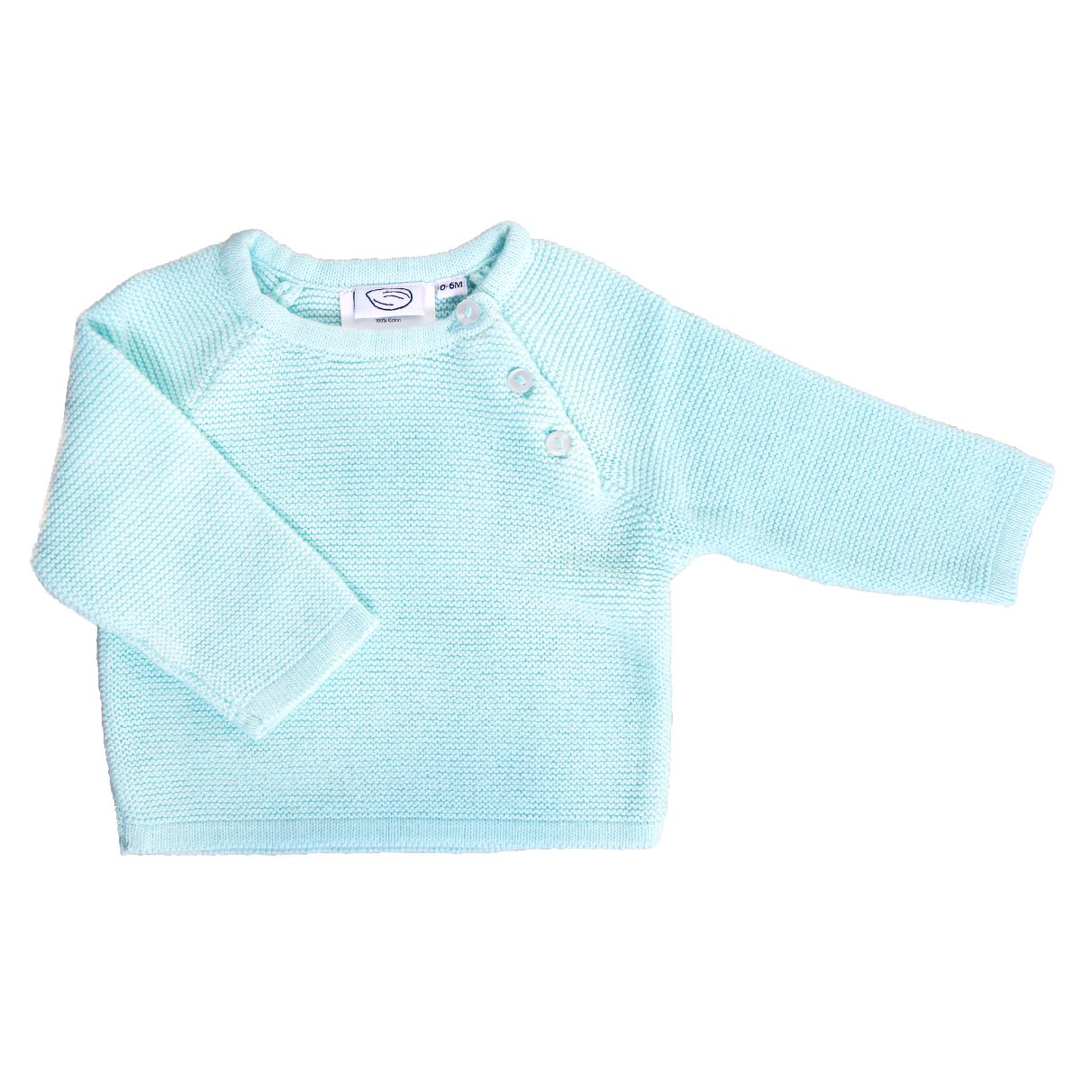Tricot en coton bleu ciel 0-6 mois  Amande