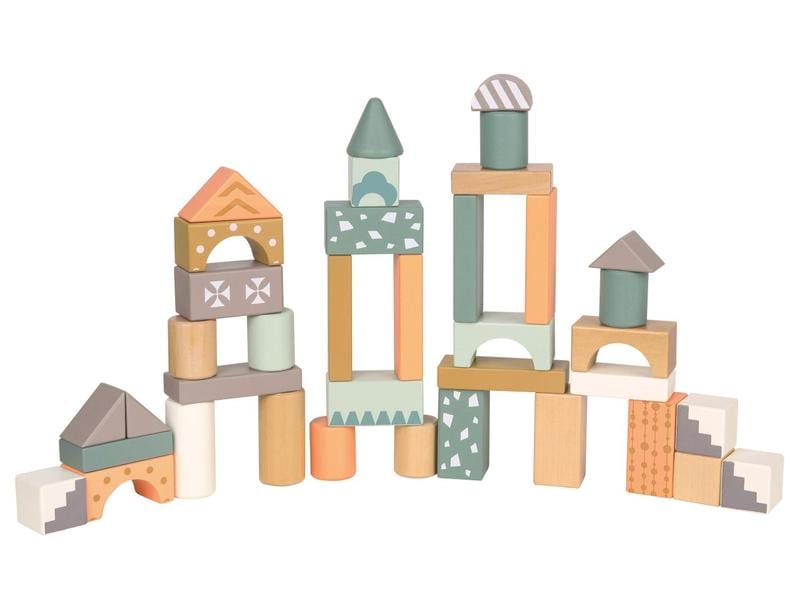 Spielba Holzspielwaren Holzbausteine 100 Stück Langlebiges und robustes Holzbausteine-Set