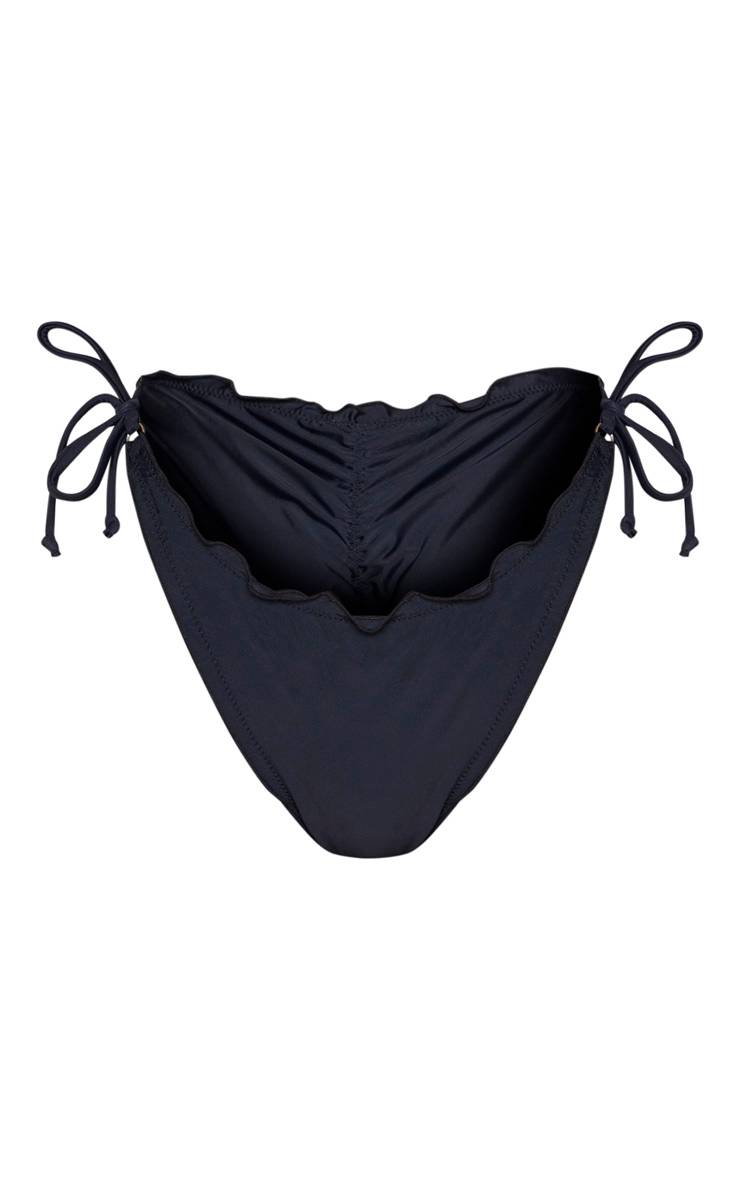 Noir Bas De Bikini À Volants Et Dos Froncé