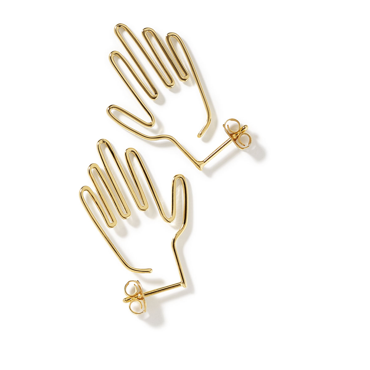 Boucles d'oreilles argent 925 doré mains