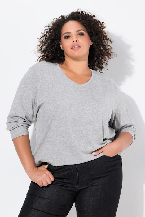 Shirt, V-Ausschnitt, Relaxed, Langarm