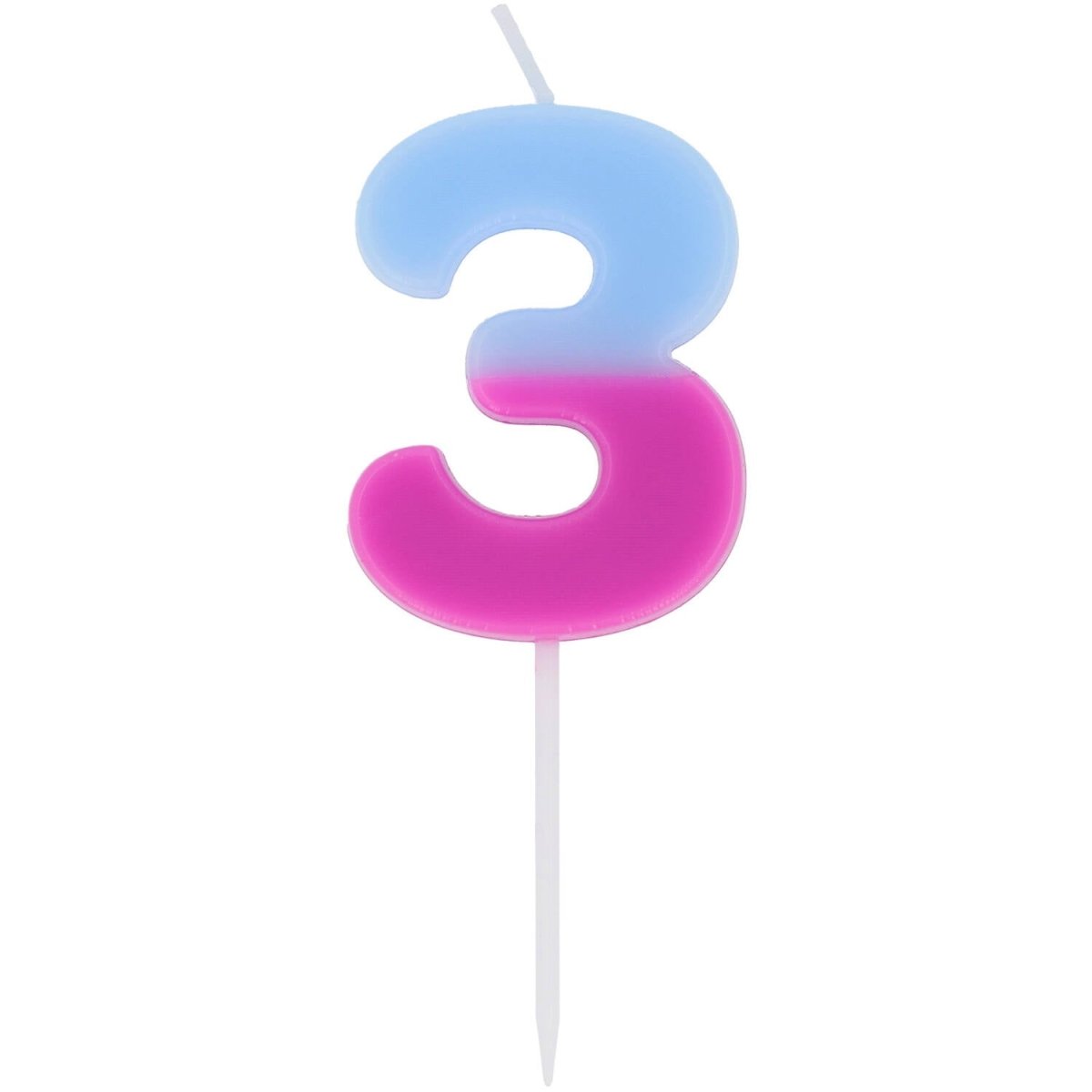 3 Jaar Kaars Blauw Roze 9cm