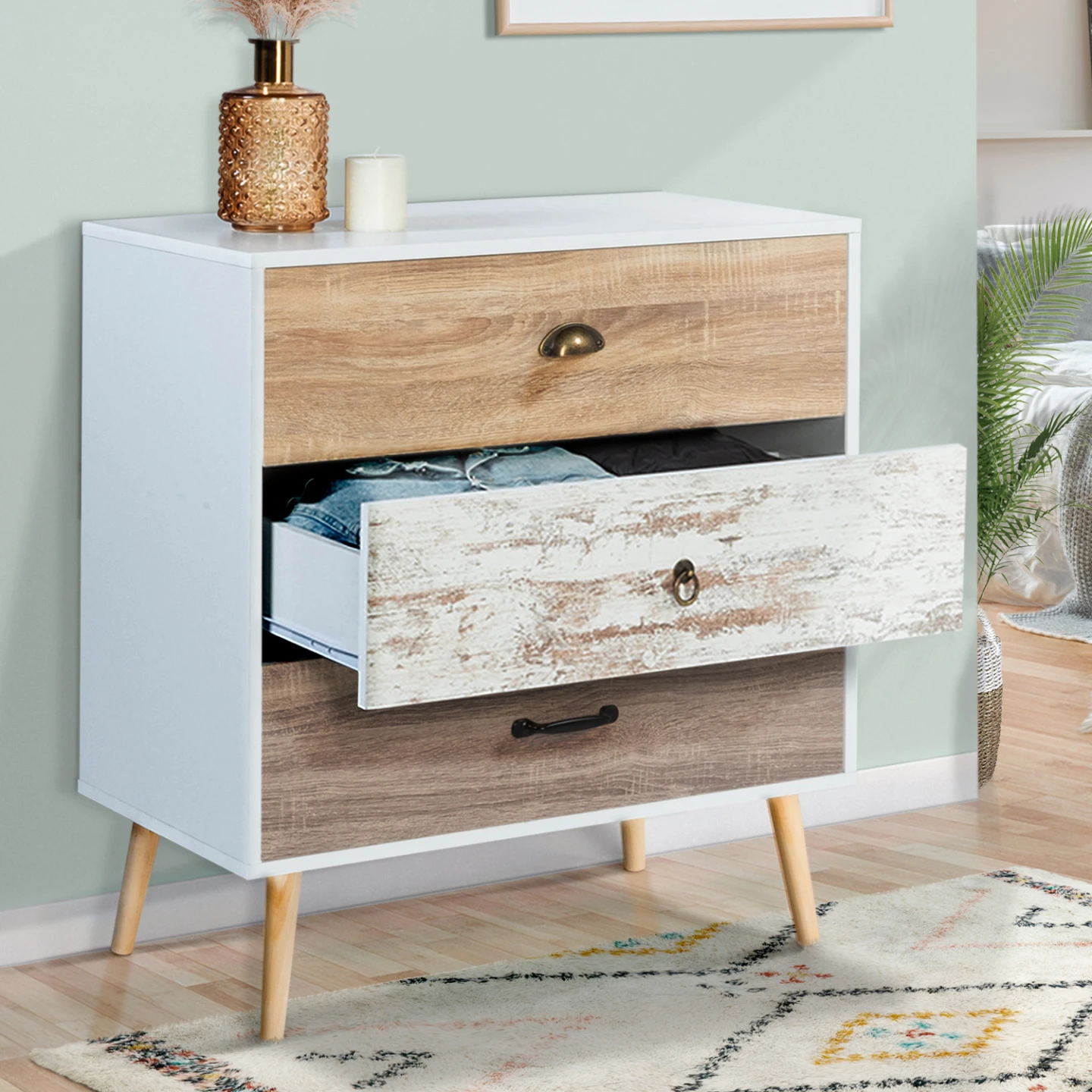 Commode 3 tiroirs BAHIA 75 cm scandinave