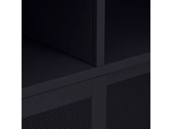 Kiso - Vaisselier 4 portes, 2 niches en métal H180cm - Noir