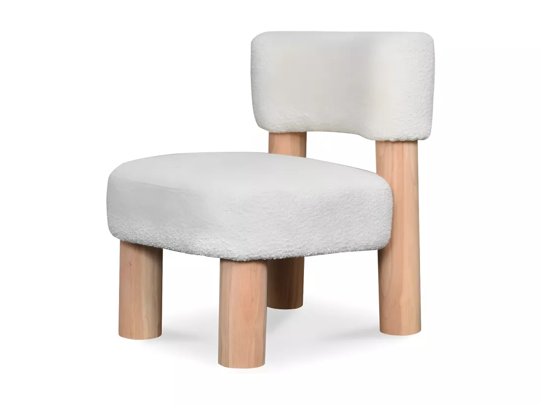 MEGEVE - Fauteuil Bouclé Blanc Confortable