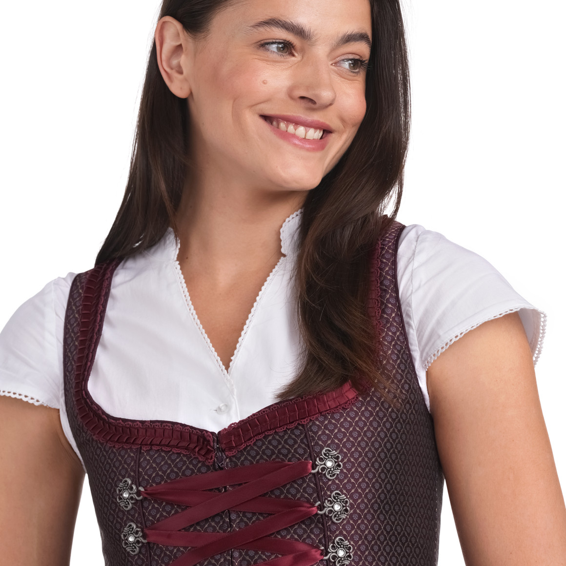 Gina Benotti Damen Dirndl mit floralem Muster weinrot