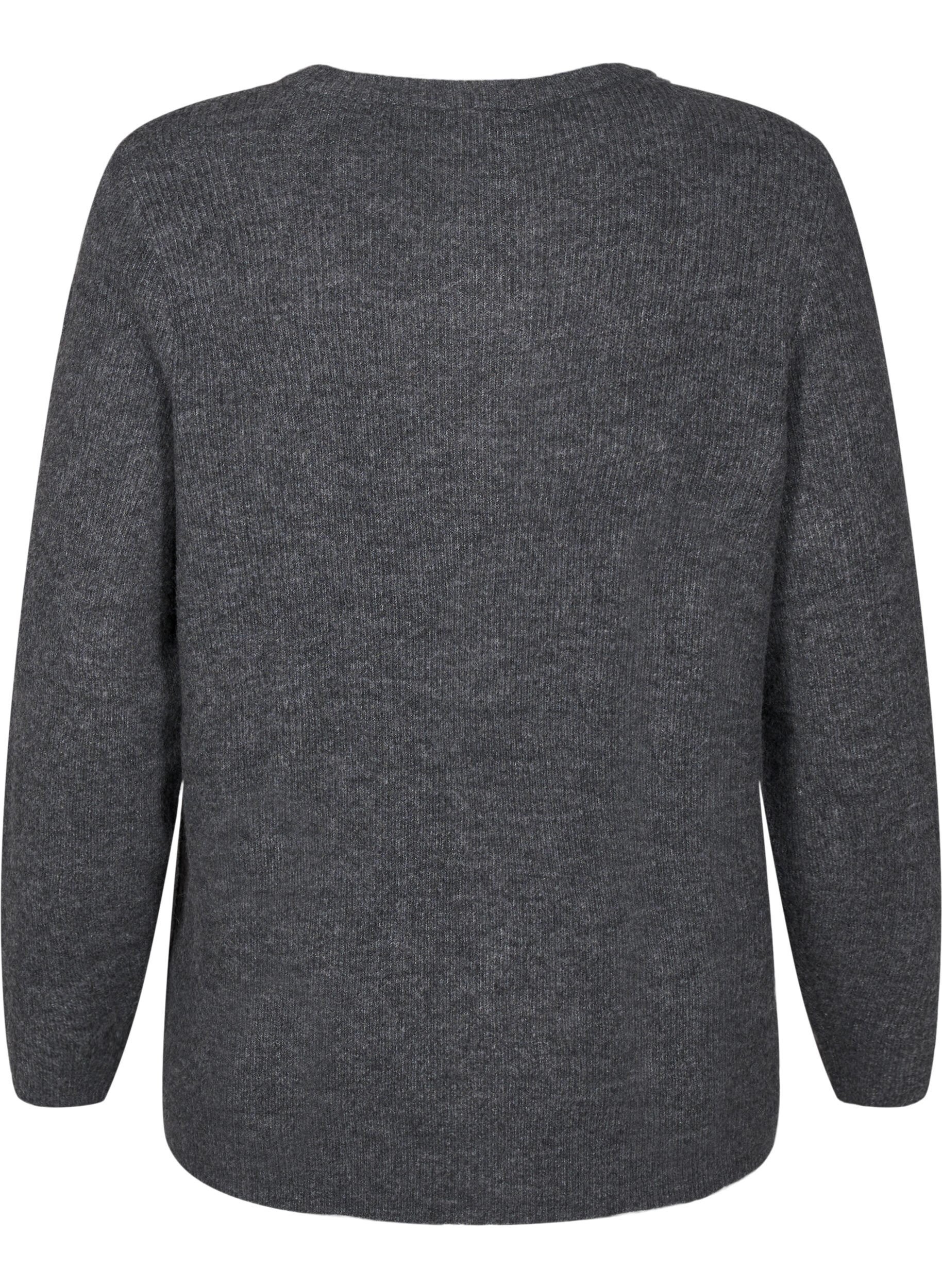 Meleret strikbluse med rund hals