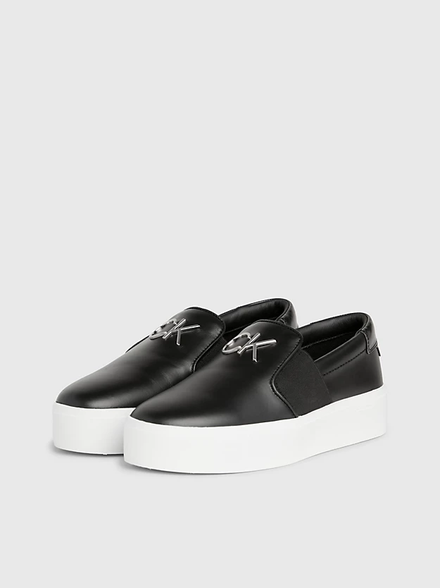 Sapatos plataforma de couro sem cadarço