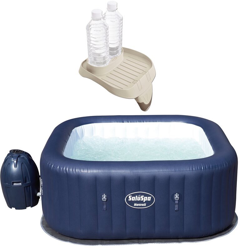 Bestway Saluspa 6 - Banheira de Hidromassagem Inflável Redonda de Vinil com 60 Jatos - Azul Marinho