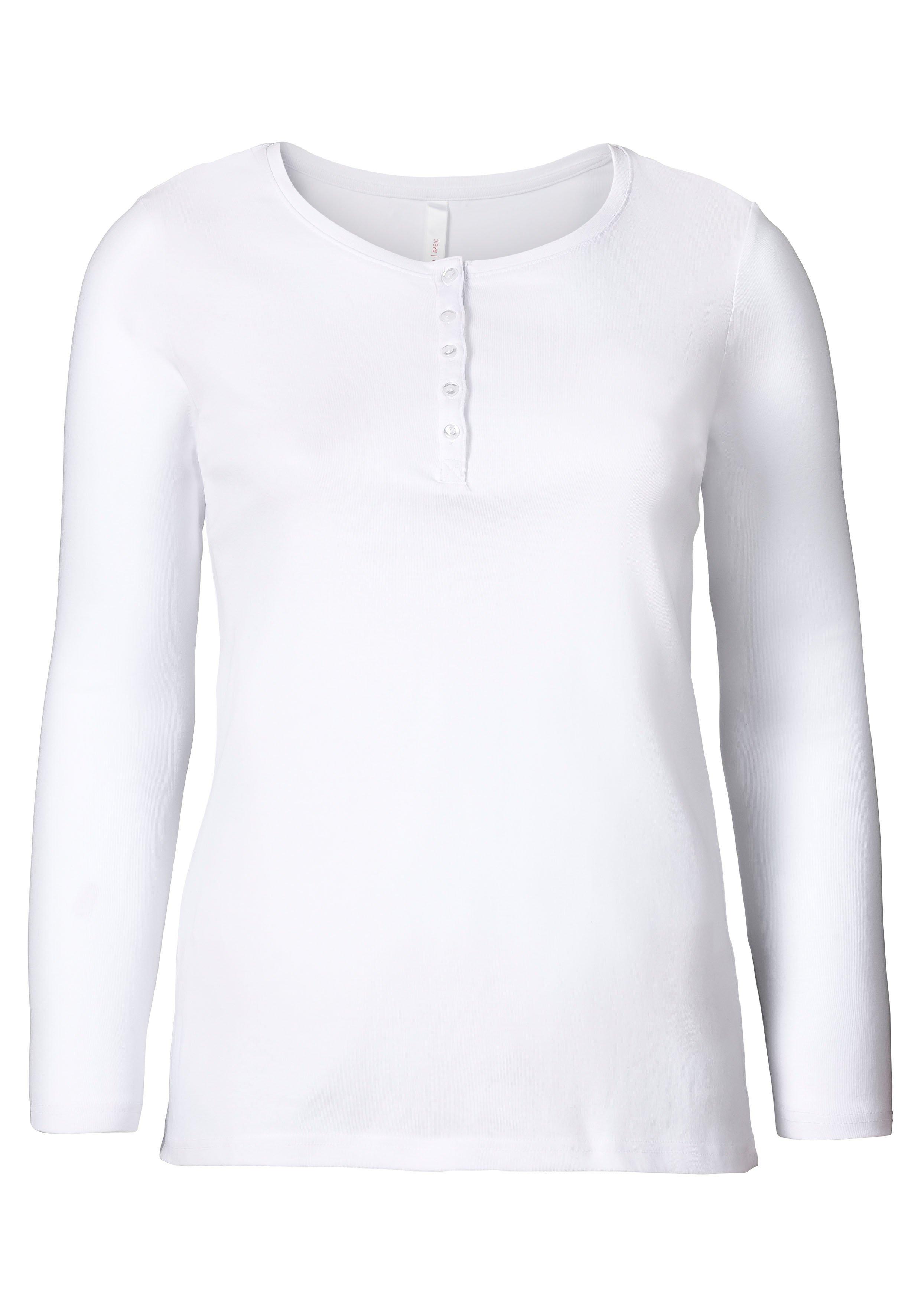 Langarmshirt mit Knopfleiste