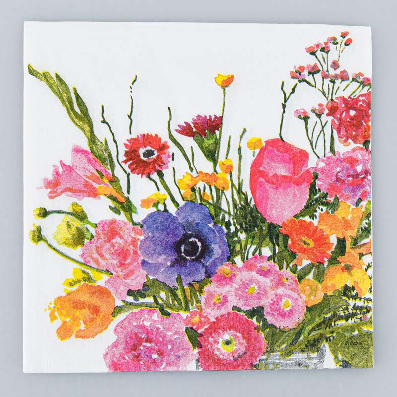 Lot de 20 serviettes fleurs carolines