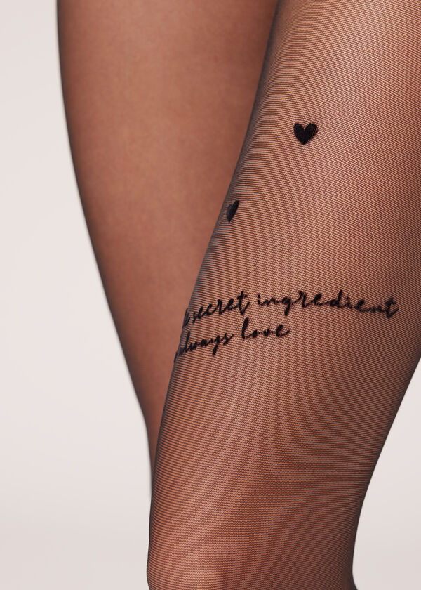 Meia-calça transparente Flock Love Wording 30 Denier