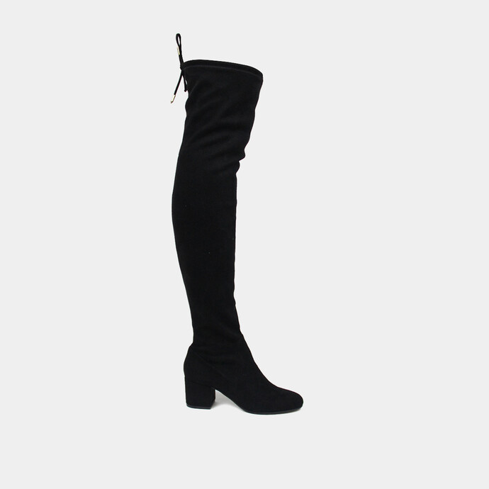 Cuissardes à talons larges  en velours stretch noir