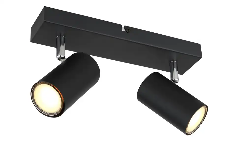 Deckenstrahler 12 cm 6 cm 2-flammig 26 cm Schwarz, matt, verchromt
