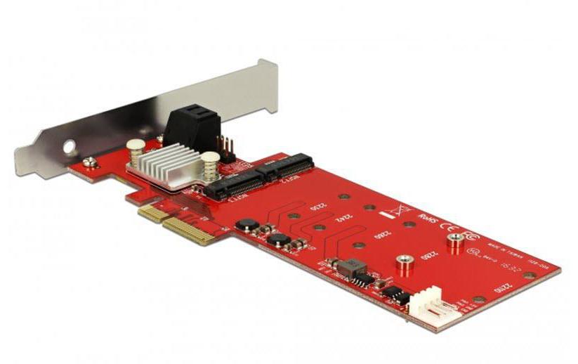 RAID-Controller PCI-Ex4 - M.2, 2portPCI Express Karte mit zwei M.2 NGFF Slots & zwei SATA-Anschlüsse