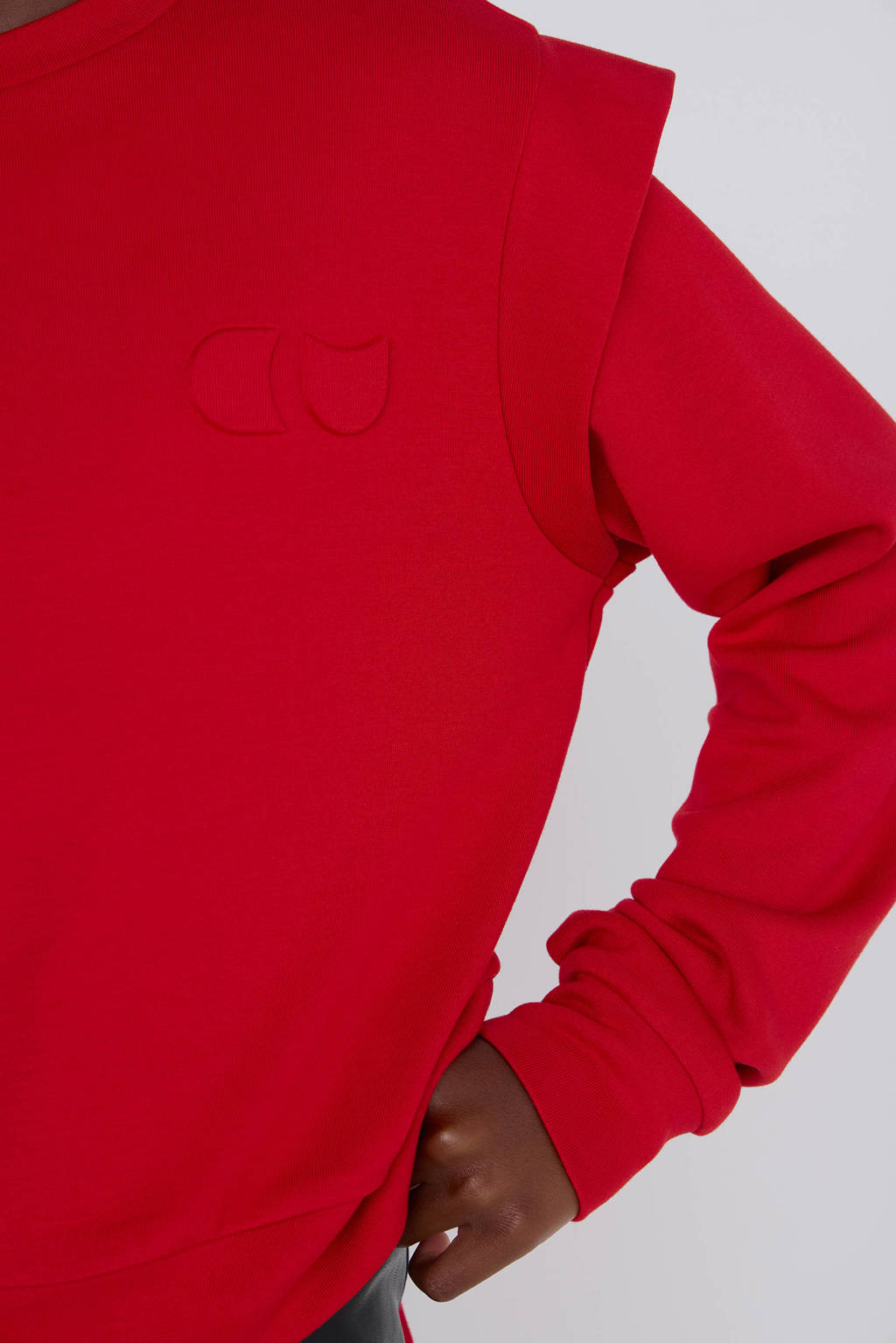 Coolcat Sweater Topaz met Schouder Detail Rood